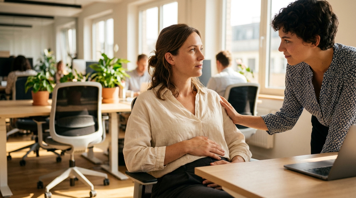 J’ai gardé ma grossesse secrète pendant des mois au bureau : le jour où une collègue a compris mon silence, sa réaction m’a laissée sans voix